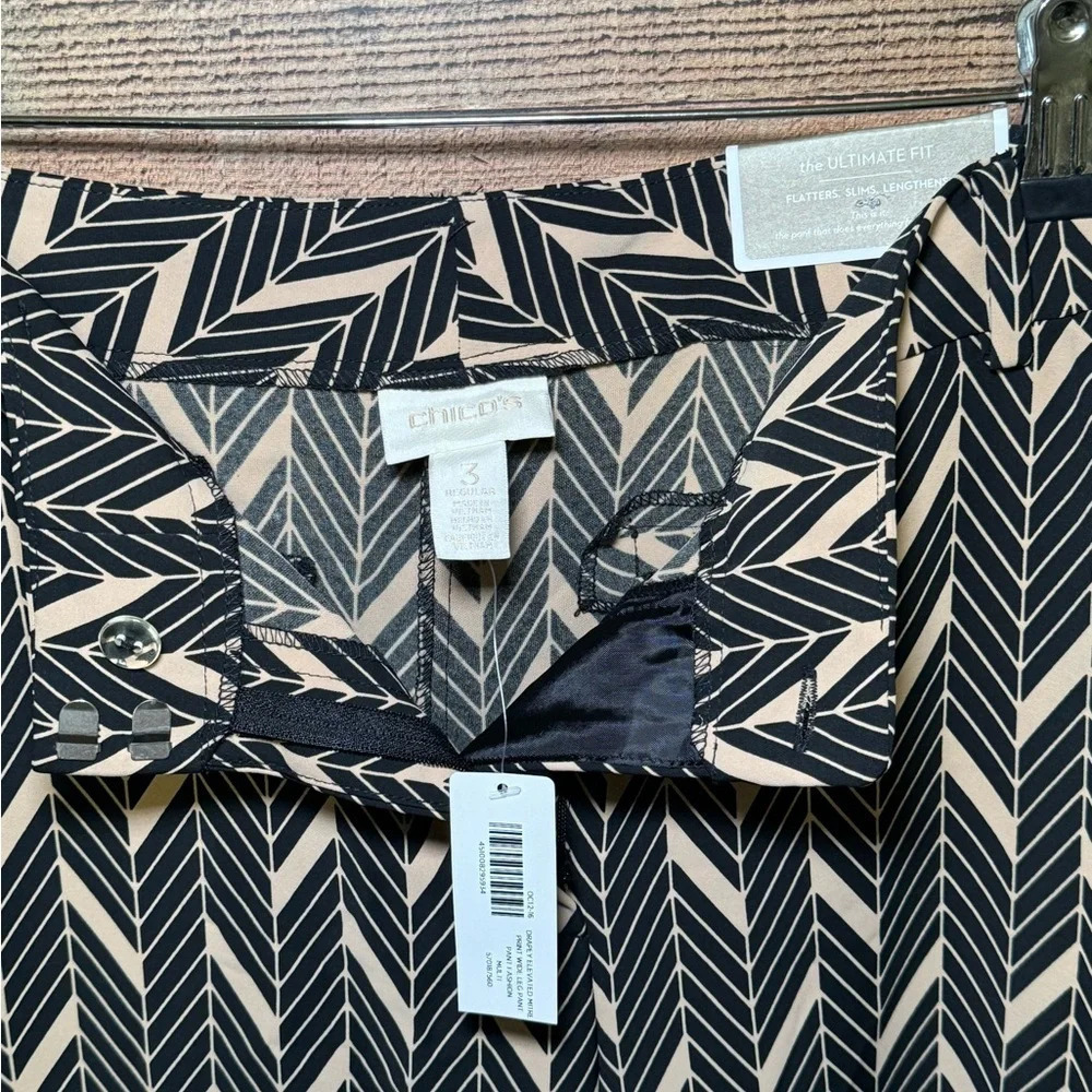🌻 Chico's Drapey Elevated Mitre Print Wide Leg Pant Women's size 3(XL/16) Career - Picture 5 of 10